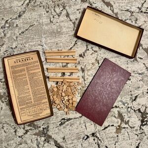Vintage 1953 SELCHOW & RIGHTER Scrabble Game Set - Natural Wood